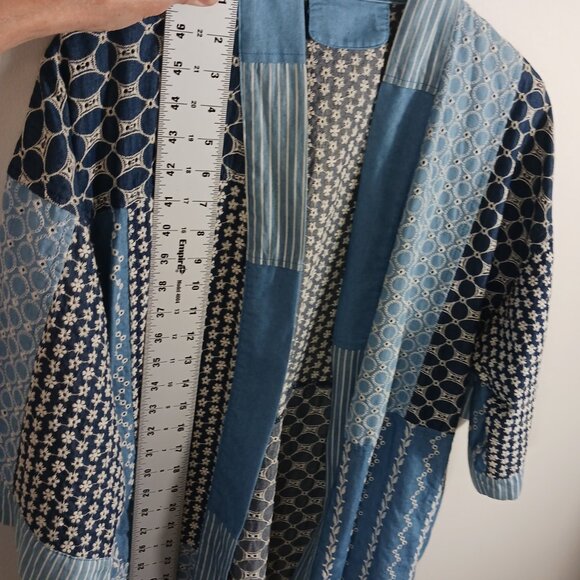 No Brand Patchwork Denim Duster Kimono, Embroidery, Boho, Layered Denim Look, OS - Picture 12 of 13